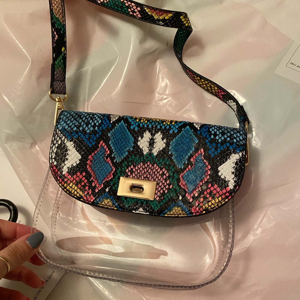 Snake print cross over purse